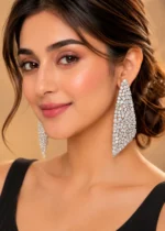 Silver Plated Diamond Earrings- EAR002972 - Image 2