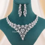 Silver Plated Diamond Necklace Set- NEC002926