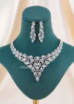 Silver Plated Diamond Necklace Set- NEC002926
