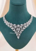 Silver Plated Diamond Necklace Set- NEC002926 - Image 3