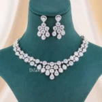 Silver Plated Diamond Necklace Set- NEC002927