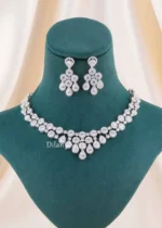 Silver Plated Diamond Necklace Set- NEC002927