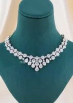 Silver Plated Diamond Necklace Set- NEC002927 - Image 3
