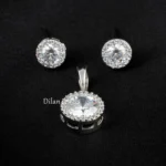 Silver Plated Diamond Pendant Set- PSET02962