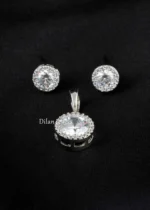 Silver Plated Diamond Pendant Set- PSET02962