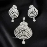Silver Plated Diamond Pendant Set- PSET02963