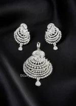 Silver Plated Diamond Pendant Set- PSET02963