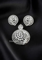 Silver Plated Diamond Pendant Set- PSET02964
