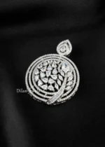Silver Plated Diamond Pendant Set- PSET02964 - Image 3