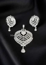 Silver Plated Diamond Pendant Set- PSET02965