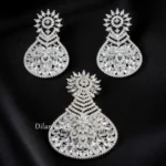 Silver Plated Diamond Pendant Set- PSET02966