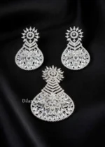 Silver Plated Diamond Pendant Set- PSET02966