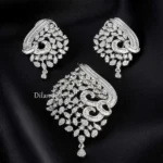 Silver Plated Diamond Pendant Set- PSET02967