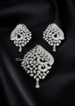 Silver Plated Diamond Pendant Set- PSET02967