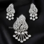 Silver Plated Diamond Pendant Set- PSET02968