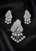 Silver Plated Diamond Pendant Set- PSET02968