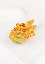 Teal Victorian Finish Diamond Brooch- BRO002943 - Image 4