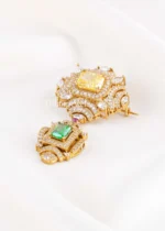Yellow-Green Victorian Finish Diamond Brooch- BRO002945 - Image 3