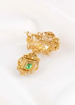 Yellow-Green Victorian Finish Diamond Brooch- BRO002945 - Image 4