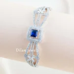 Blue Silver Finish Diamond Bracelet- BRA003243