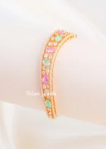 Mint-Green, Pink Rose Gold Finish Diamond Bracelet- BRA003155