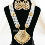 Multi Color Yellow Gold Finish Jadau Necklace Set- NEC003166