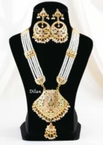 Multi Color Yellow Gold Finish Jadau Necklace Set- NEC003166