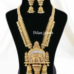 Ruby Antique Gold Finish Kundan Necklace Set- NEC003164
