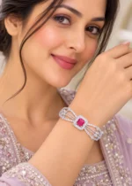 Ruby Silver Finish Diamond Bracelet- BRA003242 - Image 2
