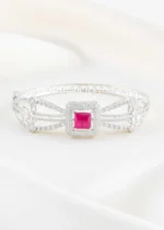 Ruby Silver Finish Diamond Bracelet- BRA003242 - Image 3