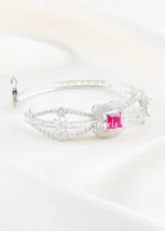 Ruby Silver Finish Diamond Bracelet- BRA003242 - Image 4