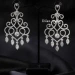 Silver Finish Diamond Earrings- EAR003148