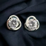 1 carat Solitaire Screw-back Studs with overlapping Jacket (White-Gold) EAR000091