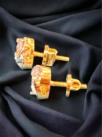 1 carat Solitaire Screw-back Studs with overlapping Jacket (Yellow-Gold) EAR000092