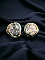 1 carat Solitaire Screw-back Studs with overlapping Jacket (Yellow-Gold) EAR000092 - Image 3