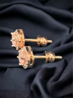 2 carat Solitaire Screw-back studs (Rose-Gold) - Image 2