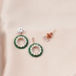 2 in 1 Solitaire Emerald Green Earrings (Rose Gold) EAR000683