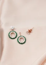 2 in 1 Solitaire Emerald Green Earrings (Rose Gold) EAR000683