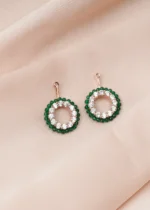 2 in 1 Solitaire Emerald Green Earrings (Rose Gold) EAR000683 - Image 4