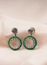 2 in 1 Solitaire & Emerlad Green Earrings (Silver) EAR000773 - Image 2