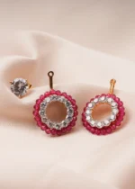 2 in 1 Solitaire & Ruby Earrings (Yellow Gold) EAR000772 - Image 4