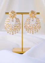 925 Silver Majestic Floral Kundan Drops (Yellow gold) EAR002378