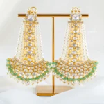 925 Silver Moissanite Polki Drop Earrings (Yellow Gold) EAR002440