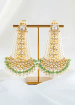 925 Silver Moissanite Polki Drop Earrings (Yellow Gold) EAR002440
