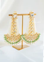925 Silver Moissanite Polki Drop Earrings (Yellow Gold) EAR002440 - Image 2