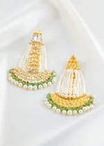 925 Silver Moissanite Polki Drop Earrings (Yellow Gold) EAR002440 - Image 3