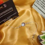 925 Silver Om Chakra Rakhi Bracelet (Blue) RAK000050