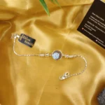 925 Silver Om Chakra Rakhi Bracelet (Blue) RAK000050 - Image 2