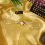925 Silver Om Chakra Rakhi Bracelet (Red-Yellow) RAK000052 - Image 3