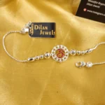 925 Silver Om Rakhi Bracelet (Mahroon) RAK000047
